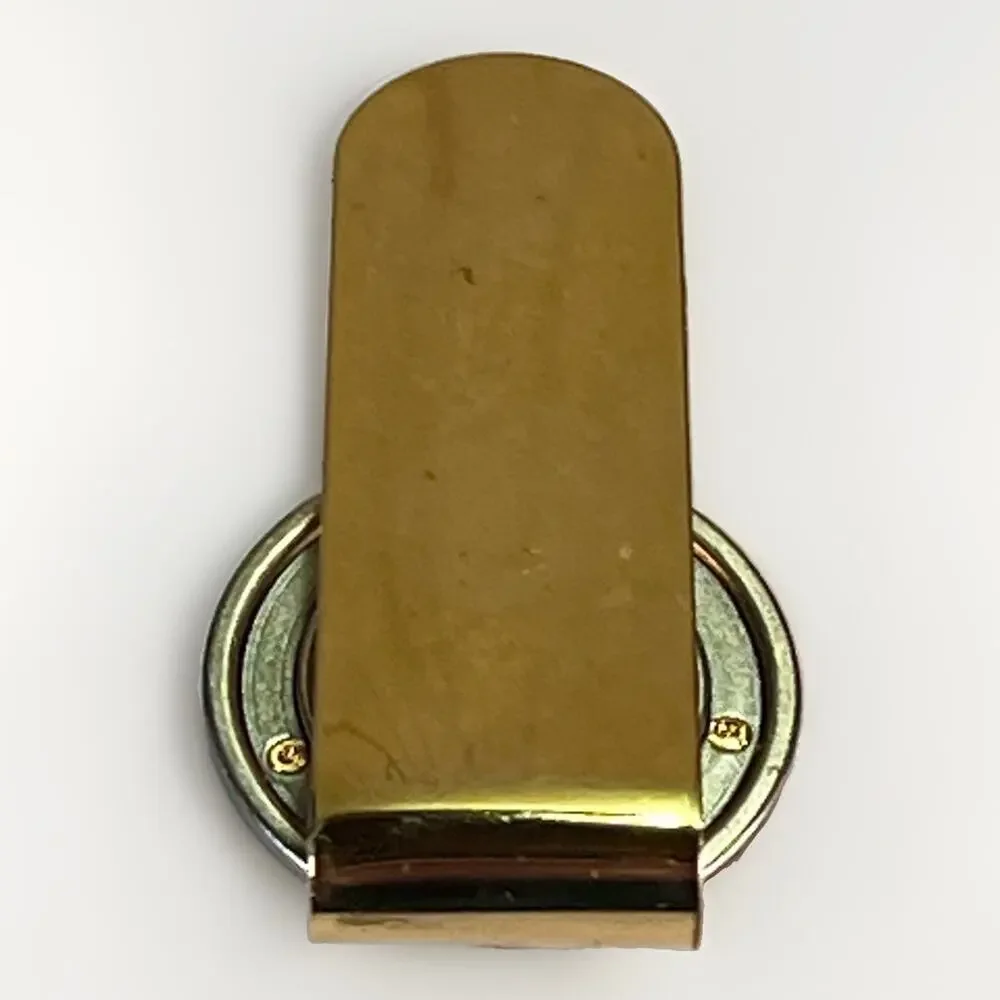 Texas Lone Star Gold Tone Money Clip Western Engraved Round Medallion